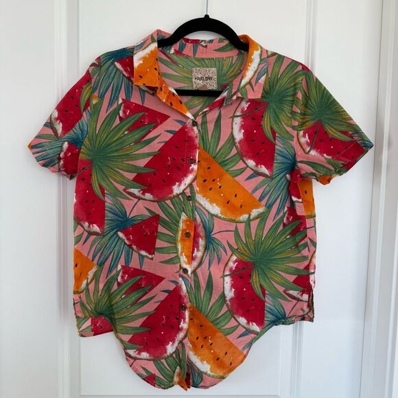 HARLOW | Watermelon printed button down tee - Picture 1 of 8